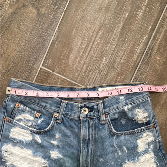 Rag & Bone Blue Distressed Jean Shorts with Raw-Cut Hems - Picture 4 of 6